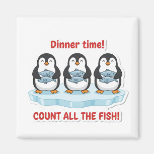 Imã Jantar dos adoráveis pinguins Contando Peixes Jogo