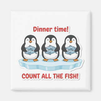 Imã Jantar dos adoráveis pinguins Contando Peixes Jogo