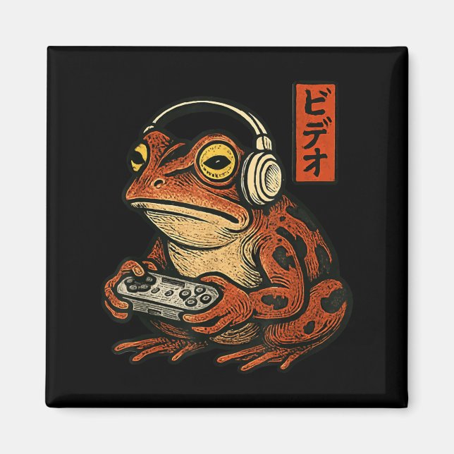 Imã Japanese Gamer Frog Art Men Women Boys Funny Vinta (Frente)