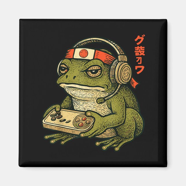 Imã Japanese Gamer Frog Art Men Women Boys Funny Vinta (Frente)