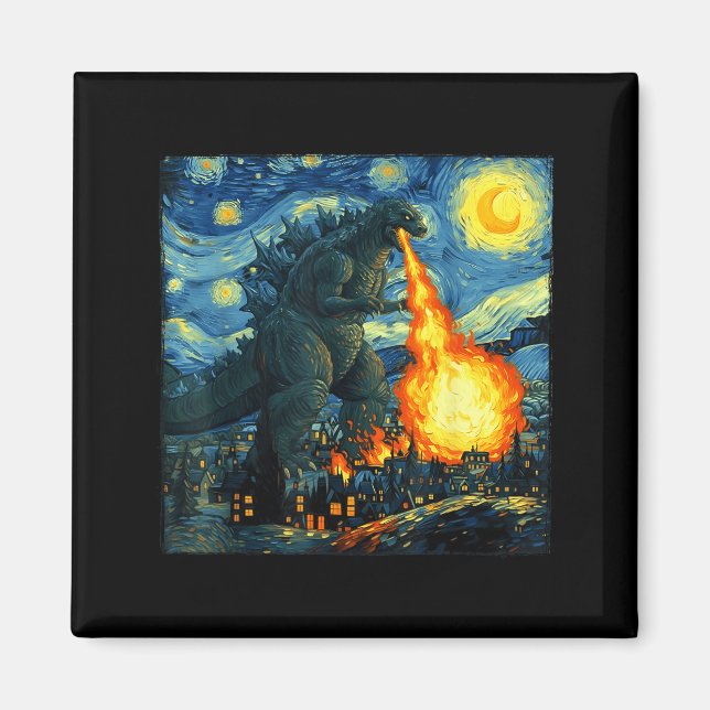 Imã Japanese Monster Kaiju Van Gogh Starry Night  (Frente)