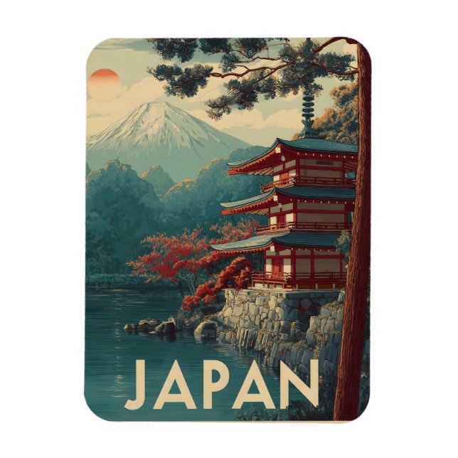 Ímã Japão Monte Fuji vintage (Vertical)