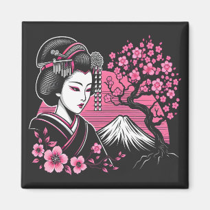 Imã Japonês Geisha Monte Fuji Japonês Cherry Blossom