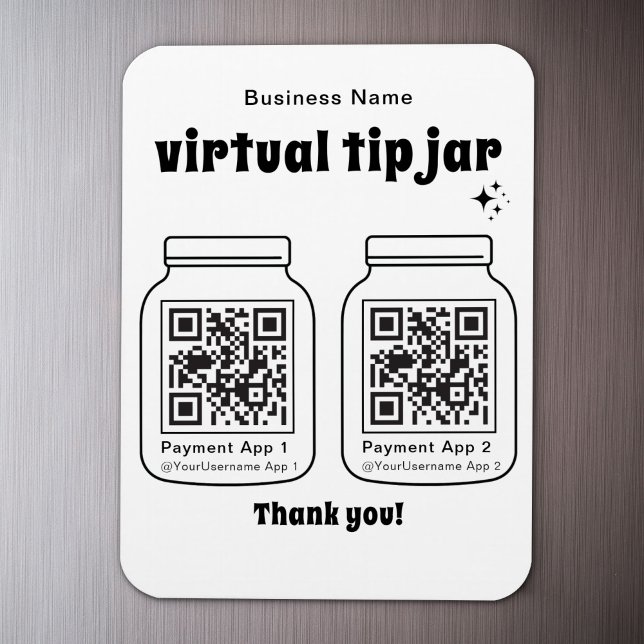 Ímã Jar de Dica Virtual com 2 Código QR (Criador carregado)