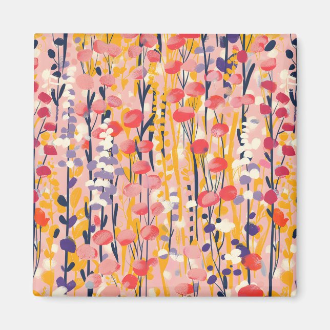 Imã Jardim Botânico Floral de Flores Silvestres Modern (Frente)