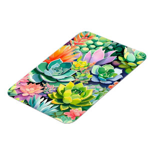 Ímã Jardim Botânico Suculento de Verão Colorido