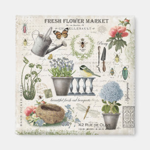 Imã Jardim das flores da fazenda francesa Modern Vinta