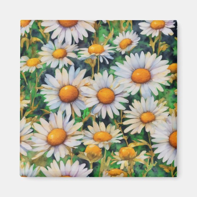Imã Jardim das Flores de Margarida de Aquarela (Frente)