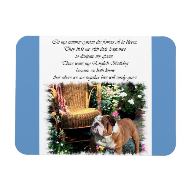 Ímã Jardim de Verão de Buldogue Inglês (Horizontal)