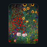 Ímã Jardim Flor Gustav Klimt<br><div class="desc">Magnet que apresenta o Jardim de Fazendas de pintura de óleo de Gustav Klimt com girassóis (1907). Um belo jardim de girassóis e belas flores azuis,  vermelhas,  roxas,  rosa e brancas. Um presente de excelente para fãs de Arte Nouveau e de Arte Austríaca.</div>