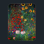 Ímã Jardim Flor Gustav Klimt<br><div class="desc">Magnet que apresenta o Jardim de Fazendas de pintura de óleo de Gustav Klimt com girassóis (1907). Um belo jardim de girassóis e belas flores azuis,  vermelhas,  roxas,  rosa e brancas. Um presente de excelente para fãs de Arte Nouveau e de Arte Austríaca.</div>