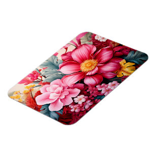 Ímã Jardim Floral Tropical Rosa Exótico