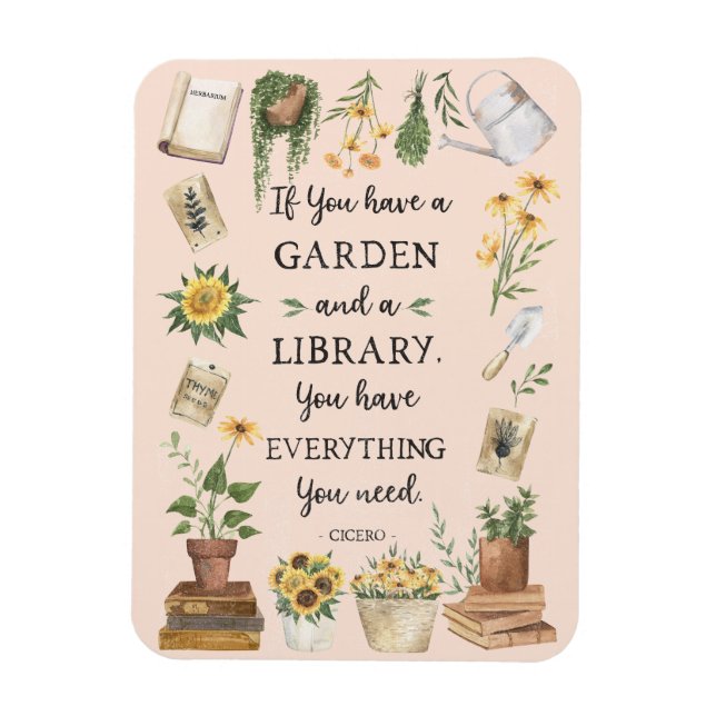 Ímã Jardinagem e Biblioteca Citação Girassol e Plantas (Vertical)