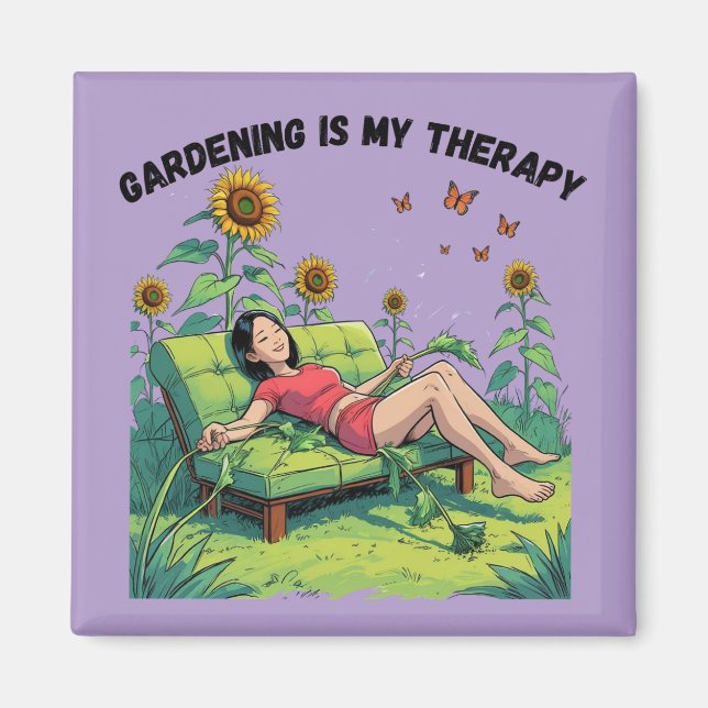 Imã Jardinagem É Minha Terapia ímã - lilás (Frente)