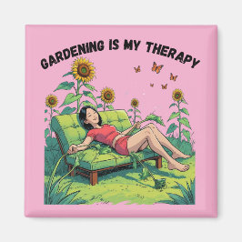 Imã Jardinagem É Minha Terapia ímã - rosa