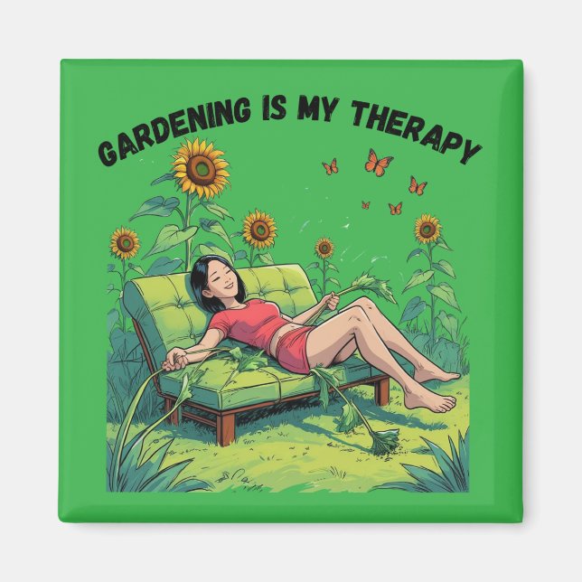 Imã Jardinagem É Minha Terapia ímã - verde (Frente)