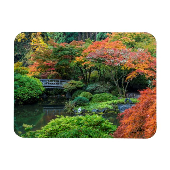Ímã Jardins Japoneses No Outono Em Portland, Oregon 3 (Horizontal)