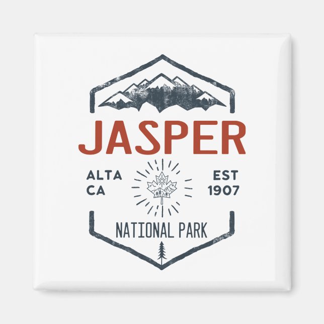 Imã Jasper National Park Canada Vintage aflita (Frente)