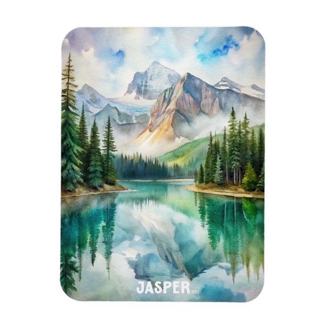 Ímã Jasper National Park Watercolor Painting (Vertical)