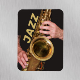 Ímã Jazzman Jogando Saxofone Dourado