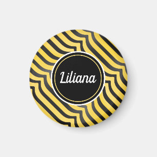 Imã Jazzy Cute Black e Yellow Striped Bumblebee