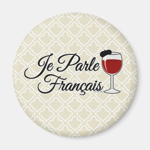 Imã Je Parle Francais Eu falo vinho francês beret