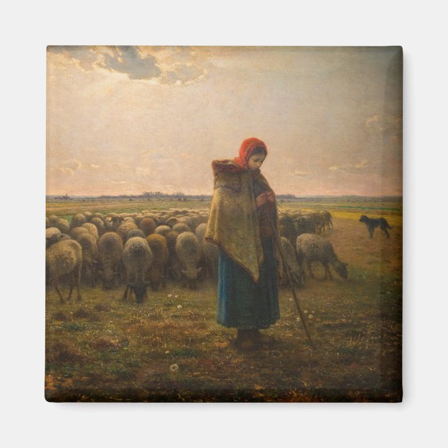 Imã Jean-Francois Millet - Shepherdess e Flock 1863 (Frente)