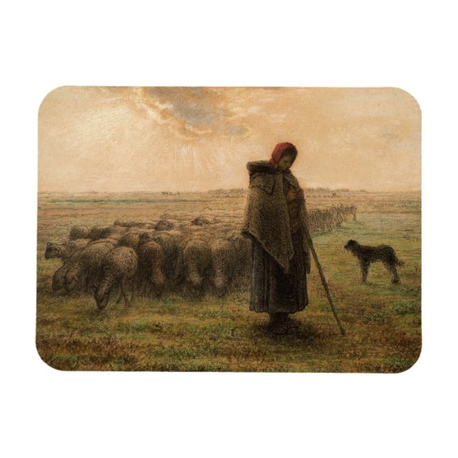 Ímã Jean-Francois Millet - Shepherdess e Flock 1865 (Horizontal)