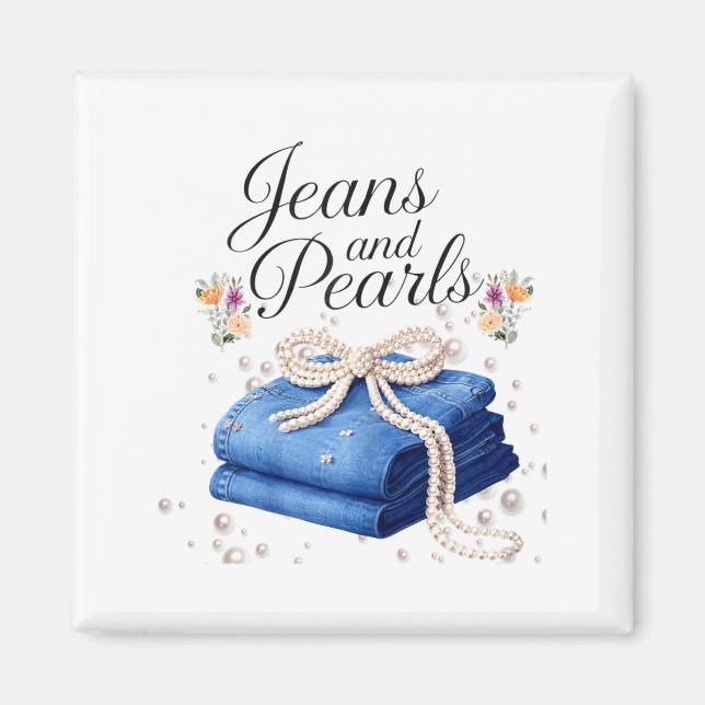 Imã Jeans e pérolas estilo moda jeans arco senhoras (Frente)