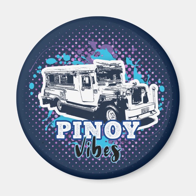 Imã Jeepney Pinoy Vibes Azul Rosa (Frente)