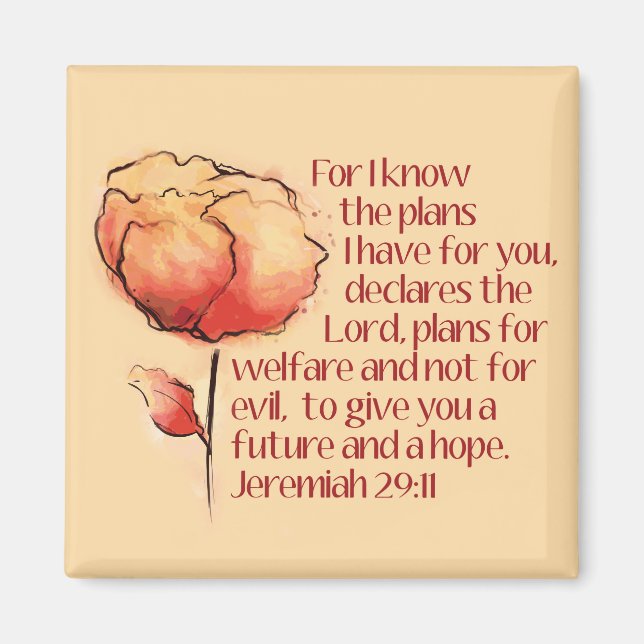Imã Jeremiah 29:11 Magnet — Porque eu sei os planos... (Frente)