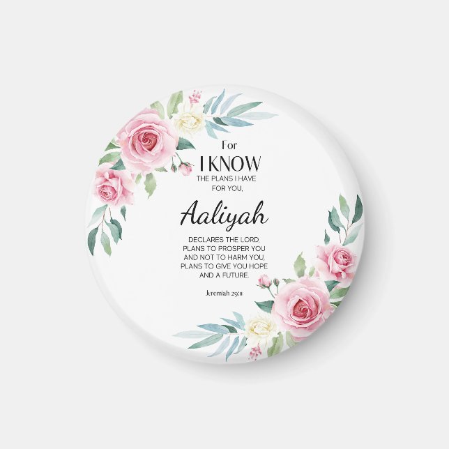 Imã Jeremiah 29:11 Rosa Rosa Personalize (Frente)
