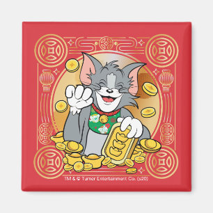 Imã Jerry Gato Sortudo Com Símbolos Dourados