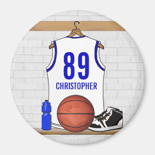 Imã Jérsei branco e azul personalizado do basquetebol