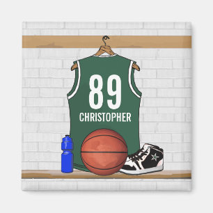 Imã Jérsei verde e branco personalizado do basquetebo