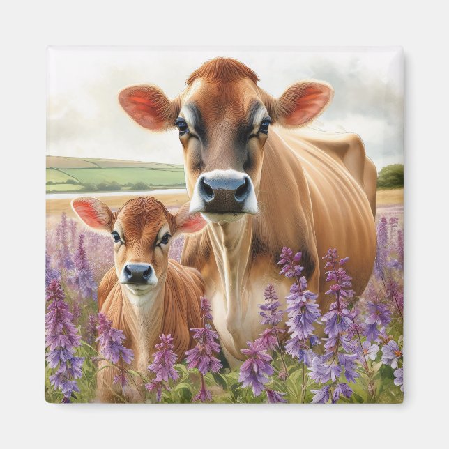 Imã Jersey Cow e Calf Wildflower (Frente)