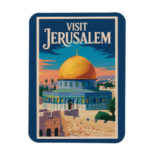 Ímã Jerusalém Ilustração de Viagem Arte Vintage Israel