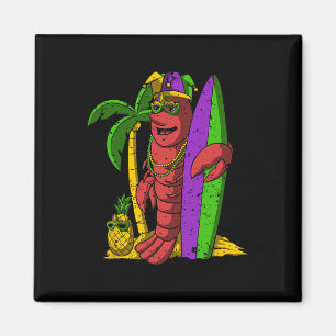 Imã Jester Crawfish Surfer Mardi Gras Surfing Carnival