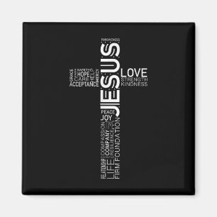 Imã Jesus Ama Branco Na Design da Cruz Cristã Negra
