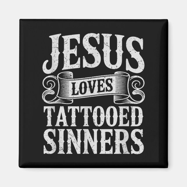 Imã Jesus Ama Pecadores Tatuados Fé Cristã Tatuada (Frente)