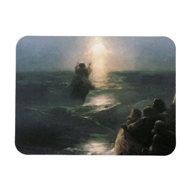 Ímã Jesus andando na água, pintura de Ivan Aivazovsky (Horizontal)
