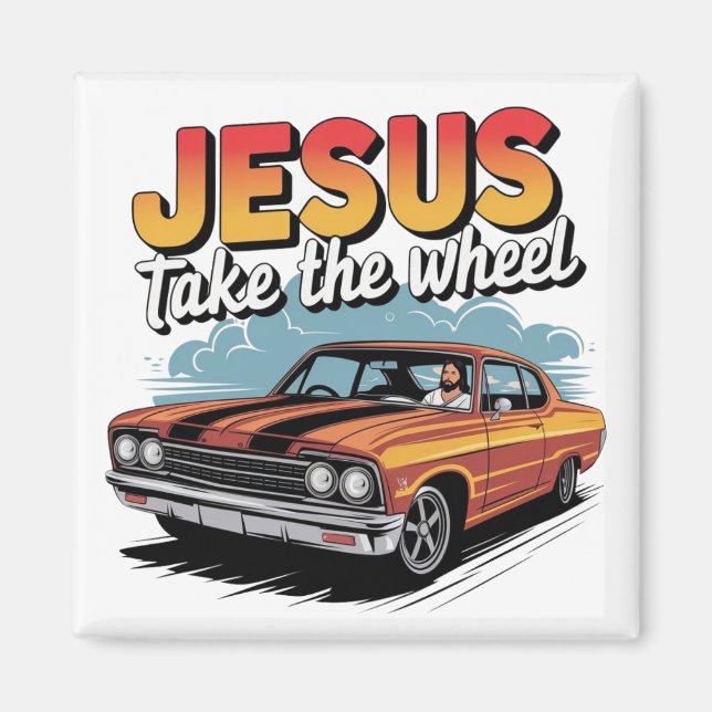 Imã Jesus Assume o Volante Carro Musculoso Vintage (Frente)