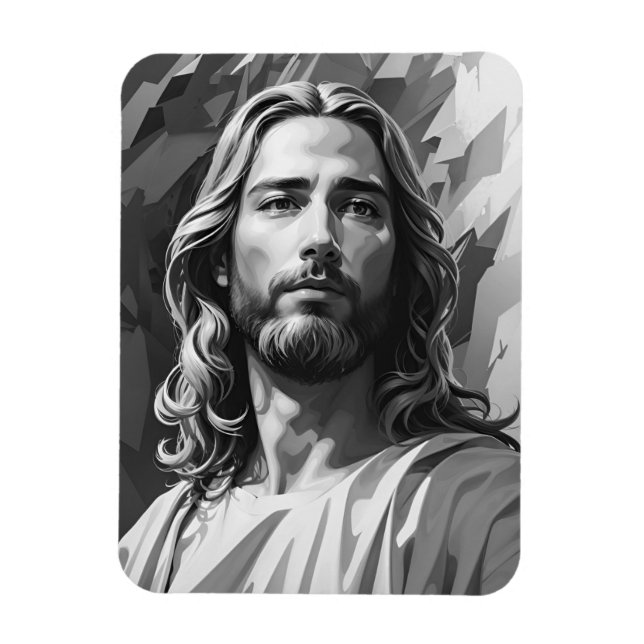 Ímã Jesus Black and White Magnet (Vertical)