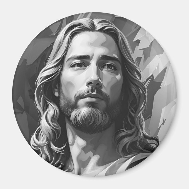 Imã Jesus Black and White Magnet (Frente)