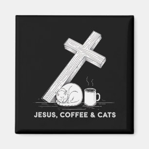Imã Jesus Café Gatos Divertido Fofo Design Amantes de