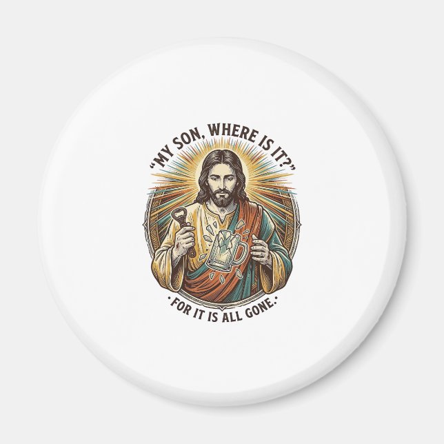 Imã Jesus Caneca De Cerveja Quebrada Vazia Barman Bebe (Frente)