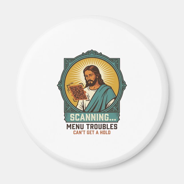 Imã Jesus Código QR Borroso Não Funciona Menu Humor Té (Frente)