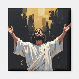 Imã Jesus Cristo Nosso Salvador Preto e Dourado
