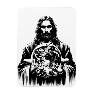Ímã Jesus Cristo Segurando a ilustração de Arte Mundia