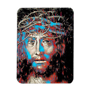 Ímã Jesus Cristo triste rosto Thorn Crown Abstrato art